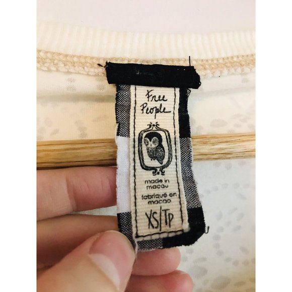 Free People Womens XS Ivory Cream Light Sheer Ling Sleeve Top - Picture 4 of 6